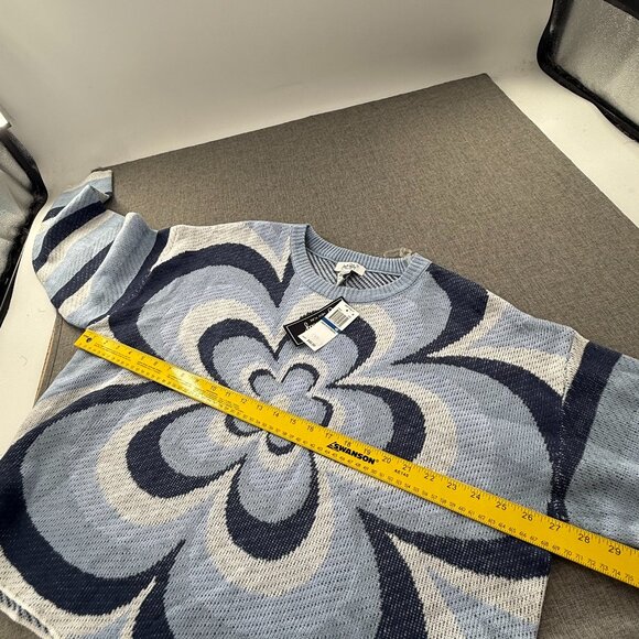NEW! Just Polly Knit Sweater Blue & White $49 Plus 4X Stripes Abstract Flower - Picture 8 of 11